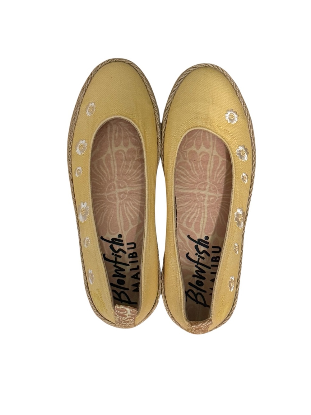 Blowfish Yellow Canvas Floral Embroidered Ballet Flats